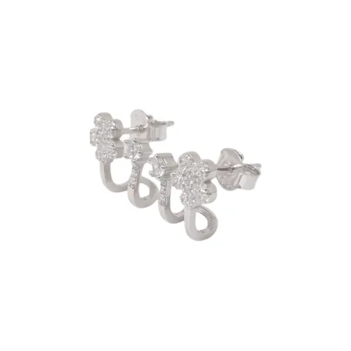 Aretes cortos de plata en plateado para mujer